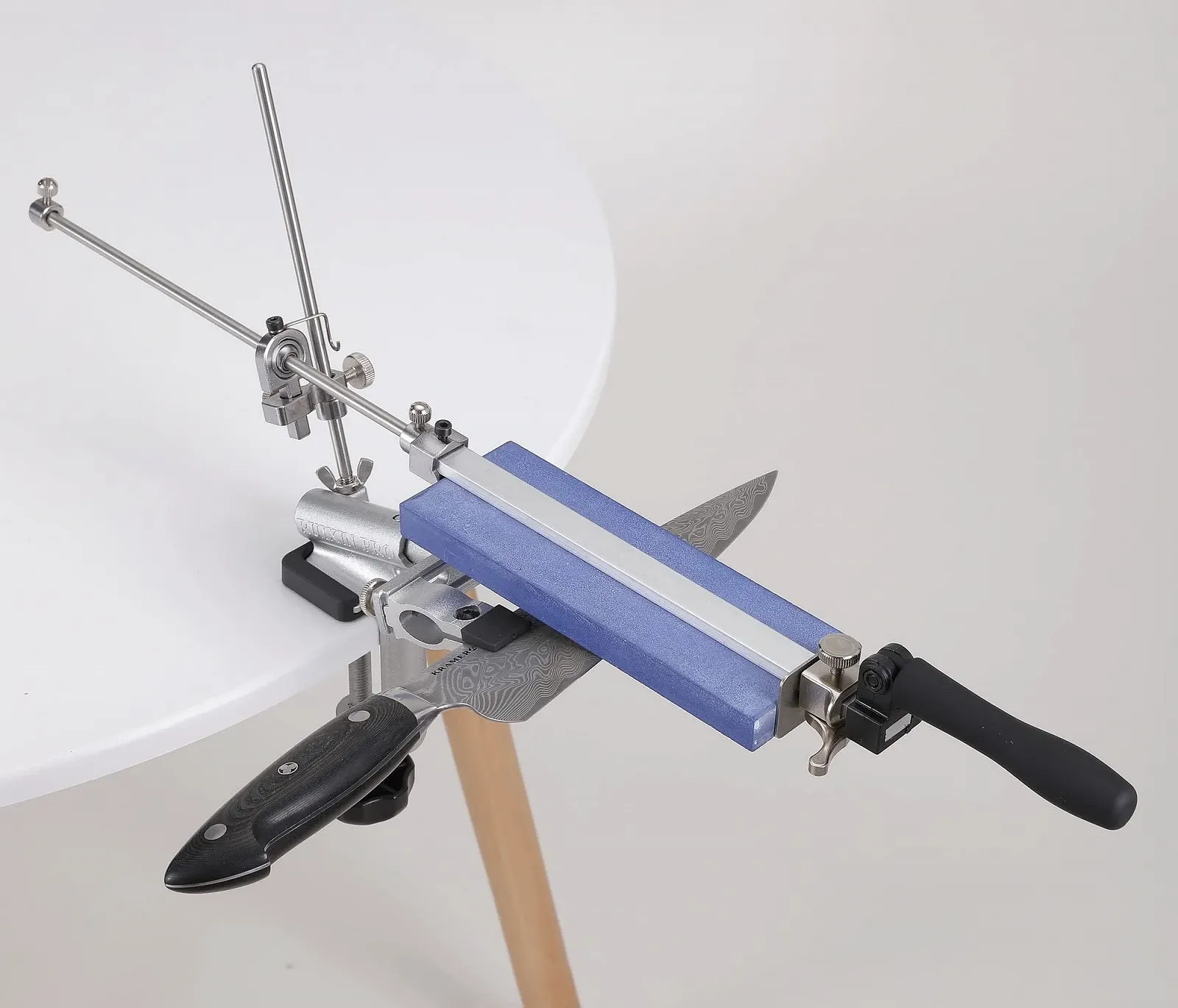 Точилка для ножів PRO RX-009 професійна кухонна з нержавіючої сталі з поворотним механізмом 360 градусів та 4 точильними каменями, фото №6