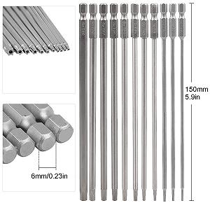 Набір викруток CPROSP Torx 150 мм з коробкою для зберігання, довгі Torx біти з 2 викрутками Torx, T6, T7, T8, T9, T10, T15, T20, T25, T27, T30, T40, сталь S2, зіркові головки synthetic.ua - Фото 1