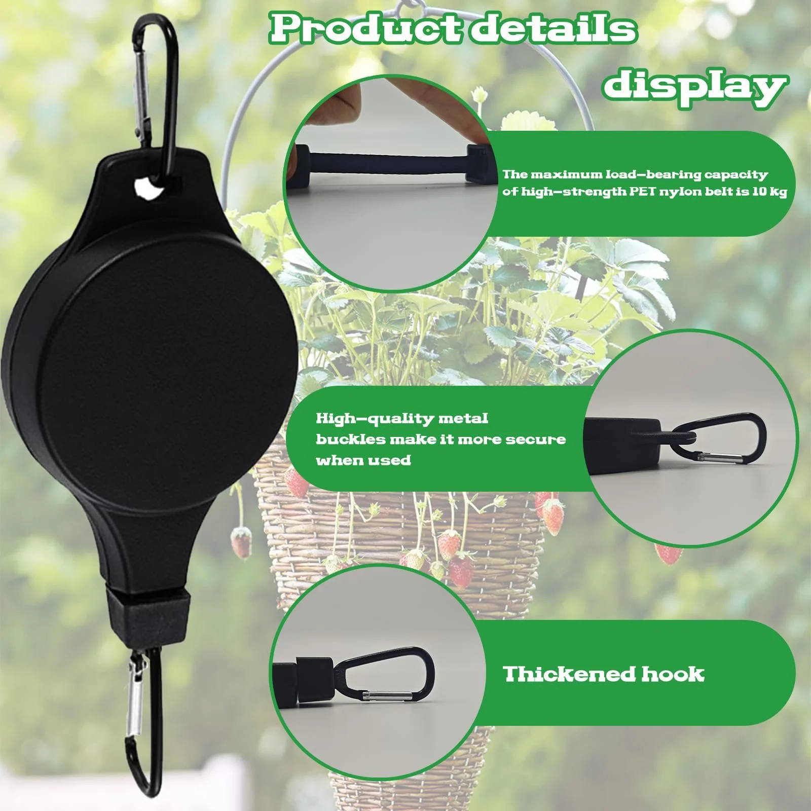 Гачки-підвіси для квітів Набір 3 шт. регульовані Чорний, фото №4 Гачки-підвіси для квітів Набір 3 шт. регульовані Чорний, фото №4