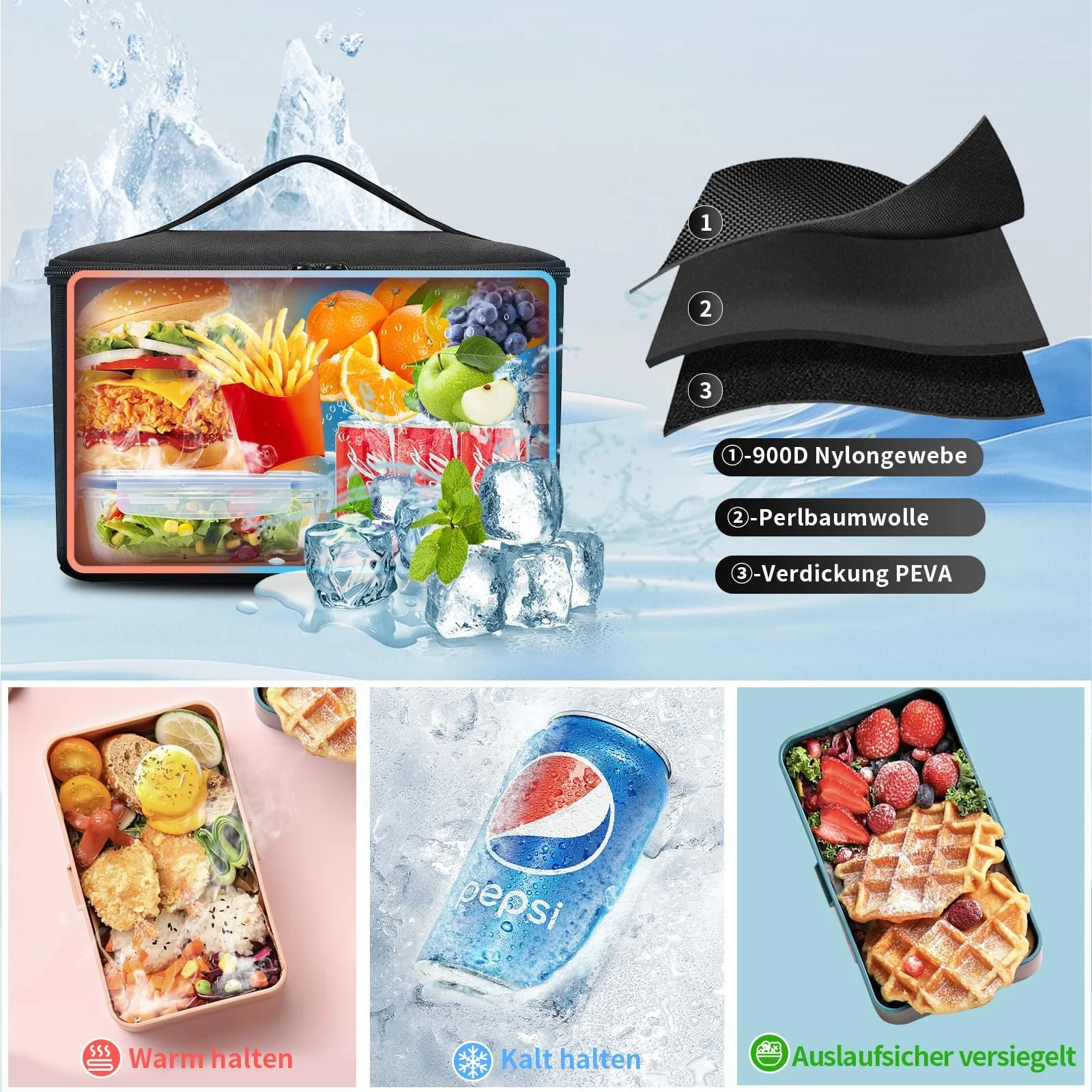 Рюкзак для ноутбука BERTASCHE Lunch 15.6 дюймів з термосумкою 2-в-1 Black, фото №4