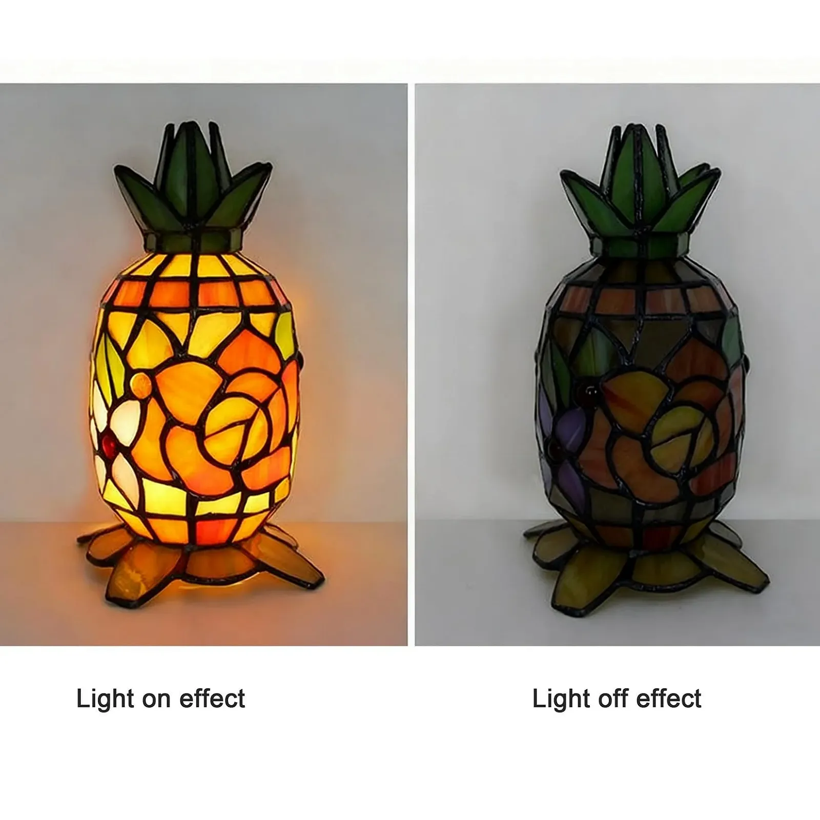 Настільна лампа GDLight Tiffany Pineapple вітражне скло E14 бежева, фото №3