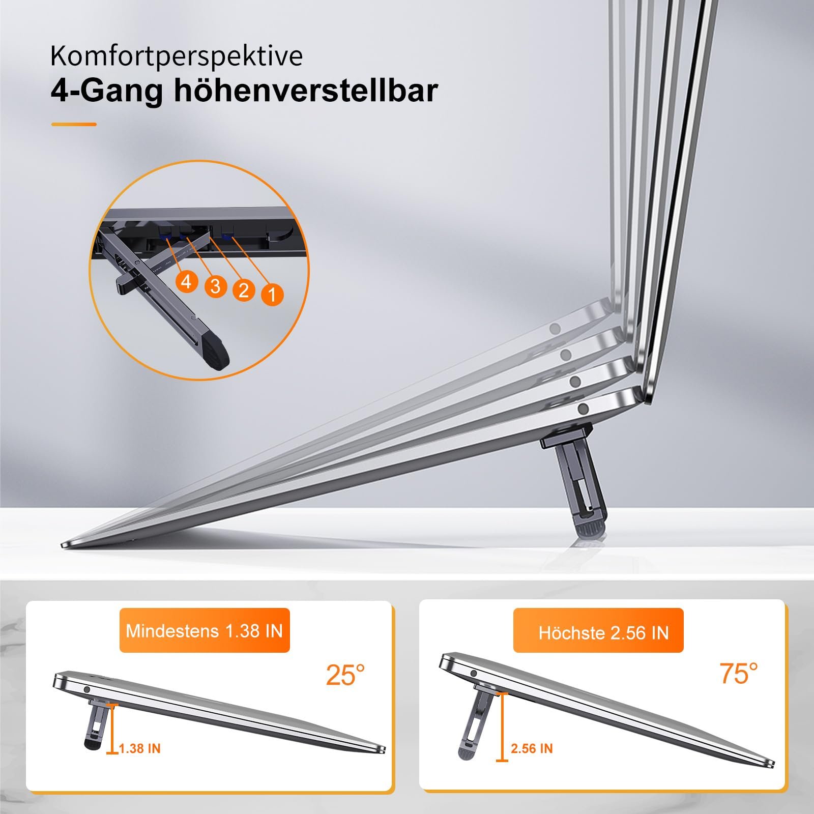 Підставка для ноутбука складана, регульована по висоті, портативна, сумісна з MacBook Air Pro, Dell, HP, 10-15.6 дюймовими ноутбуками, фото №3