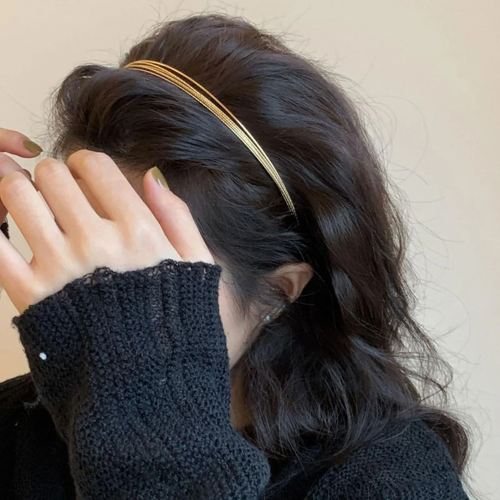 Обруч Металл Многослойный 2 шт. Золотой, фото №6