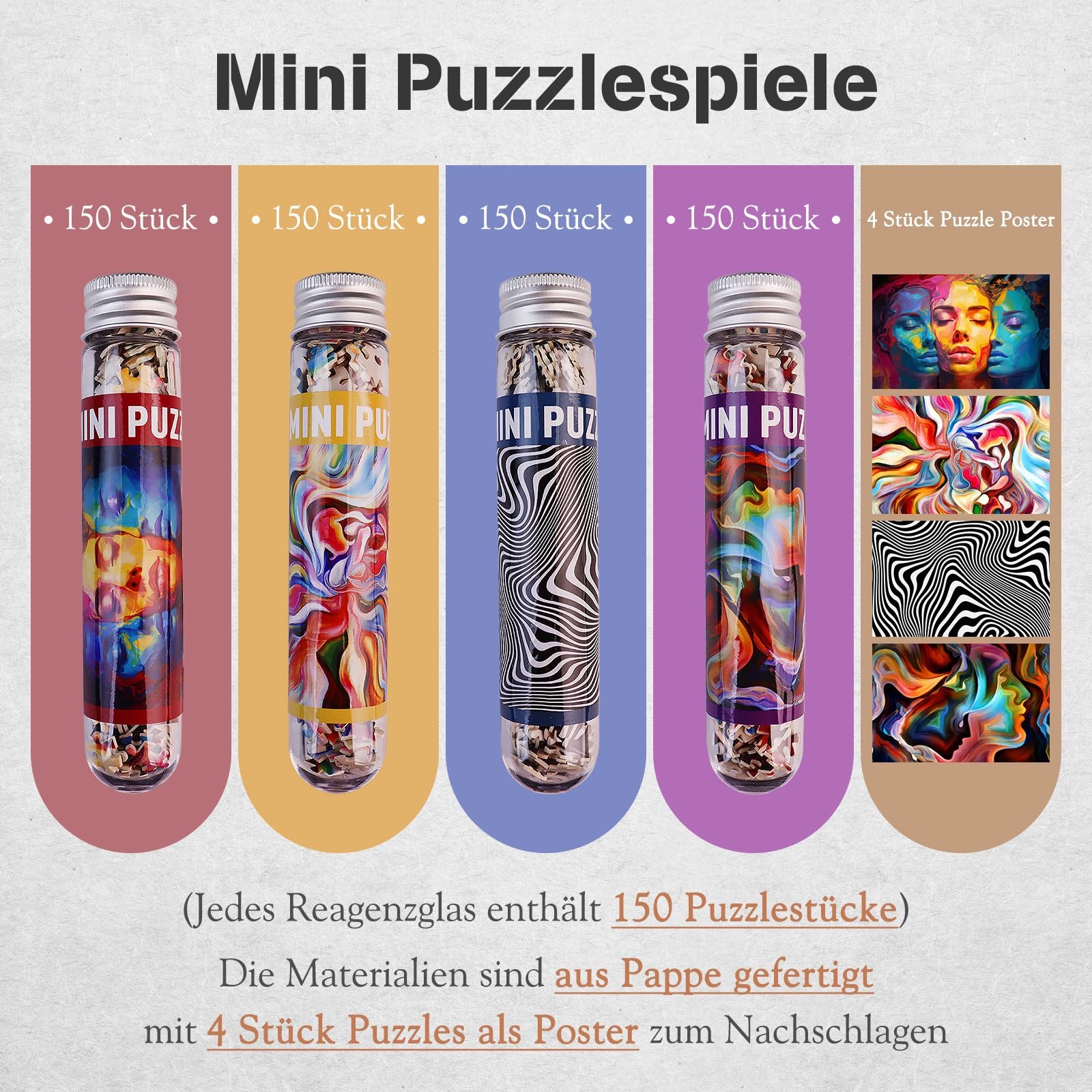 Набір мініпазлів MISITU Abstract Pattern 4 упаковки по 150 деталей, фото №3