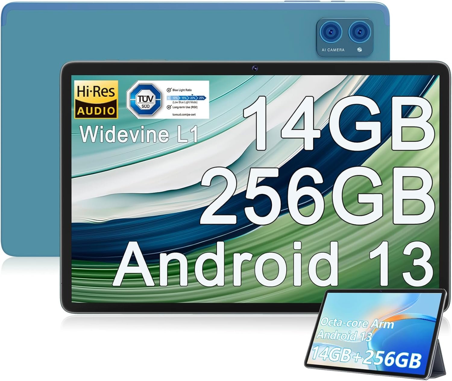 Планшет 10.4" Ouzrs M55 12/256 Gb 8 ядер Android 13 7000 mAh Чорно-блакитний, фото №1