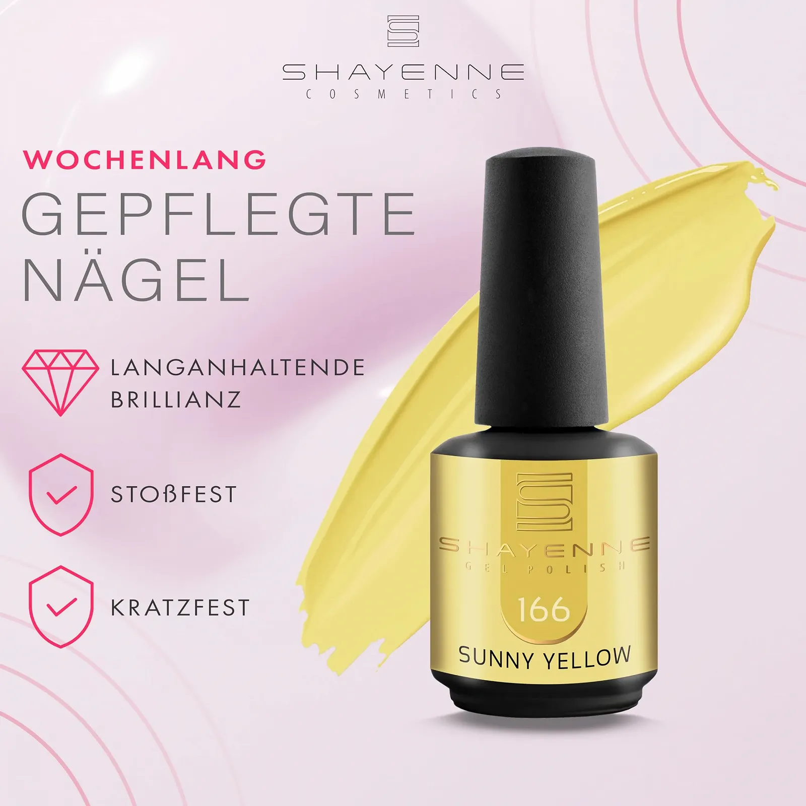 Гель-лак SHAYENNE Сделано в Германии 15 мл для УФ LED лампы 166 Солнечно-желтый, фото №6