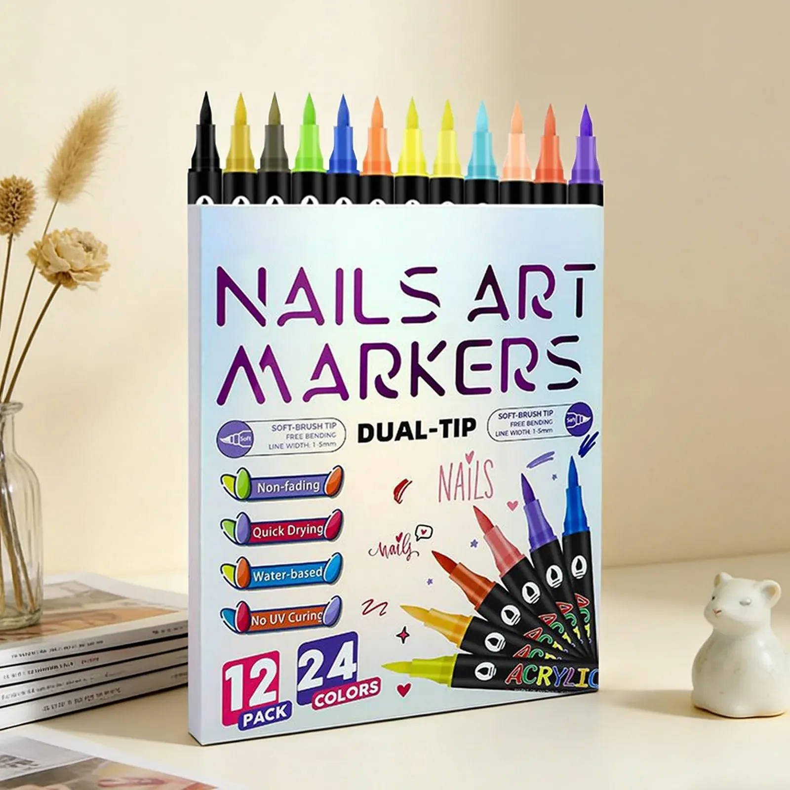 Набір ручок для нігтів Nagelstift-Set 24 кольори з подвійним наконечником 24 кольори, фото №3