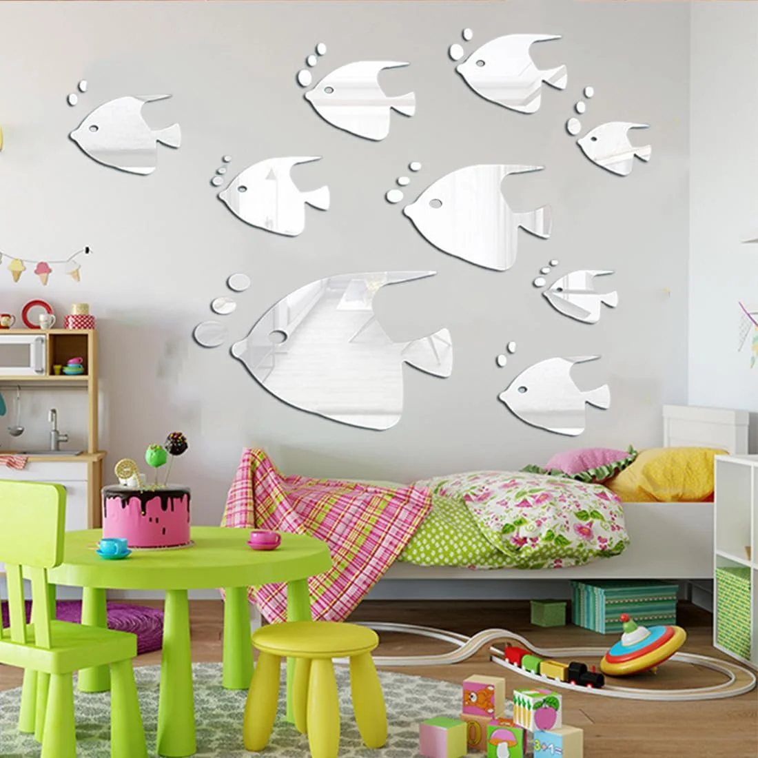 Наклейки на стіну Рибки 3D Mirror Effect 8 шт. золотисті, фото №5