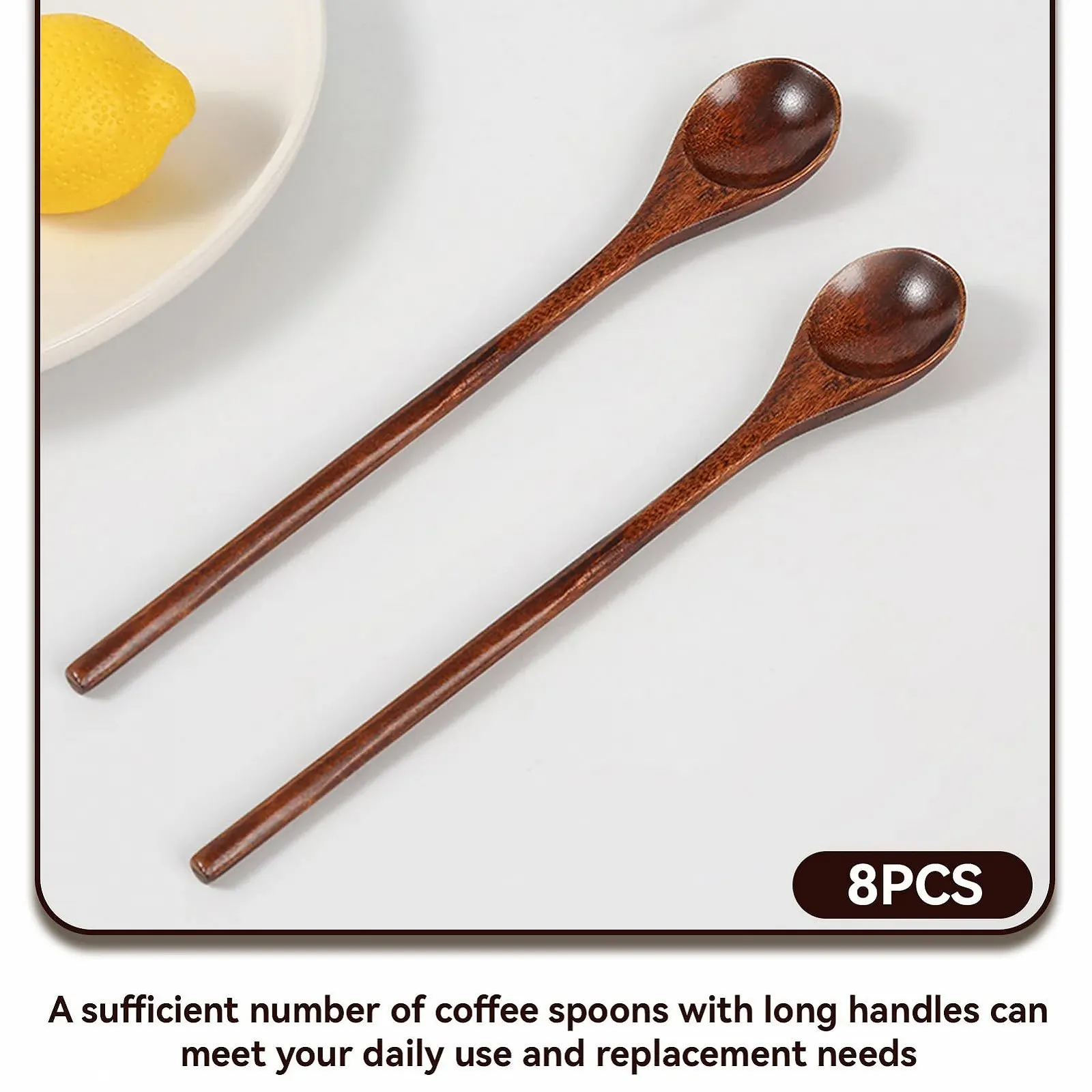 Набір дерев'яних ложок, 8 шт, з довгою ручкою, Дерев'яна, фото №7