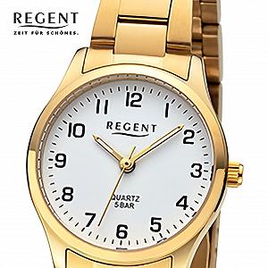 Женские часы REGENT Classic F-1421, сталь с IPG покрытием, золотистый, диаметр 27 мм, минеральное стекло, серебристый, раскладная застежка synthetic.ua - Фото 1