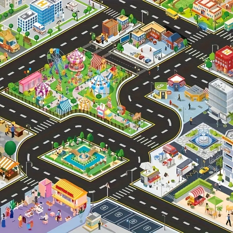 Коврик детский «Парковый город» 60х120 см., фото №1