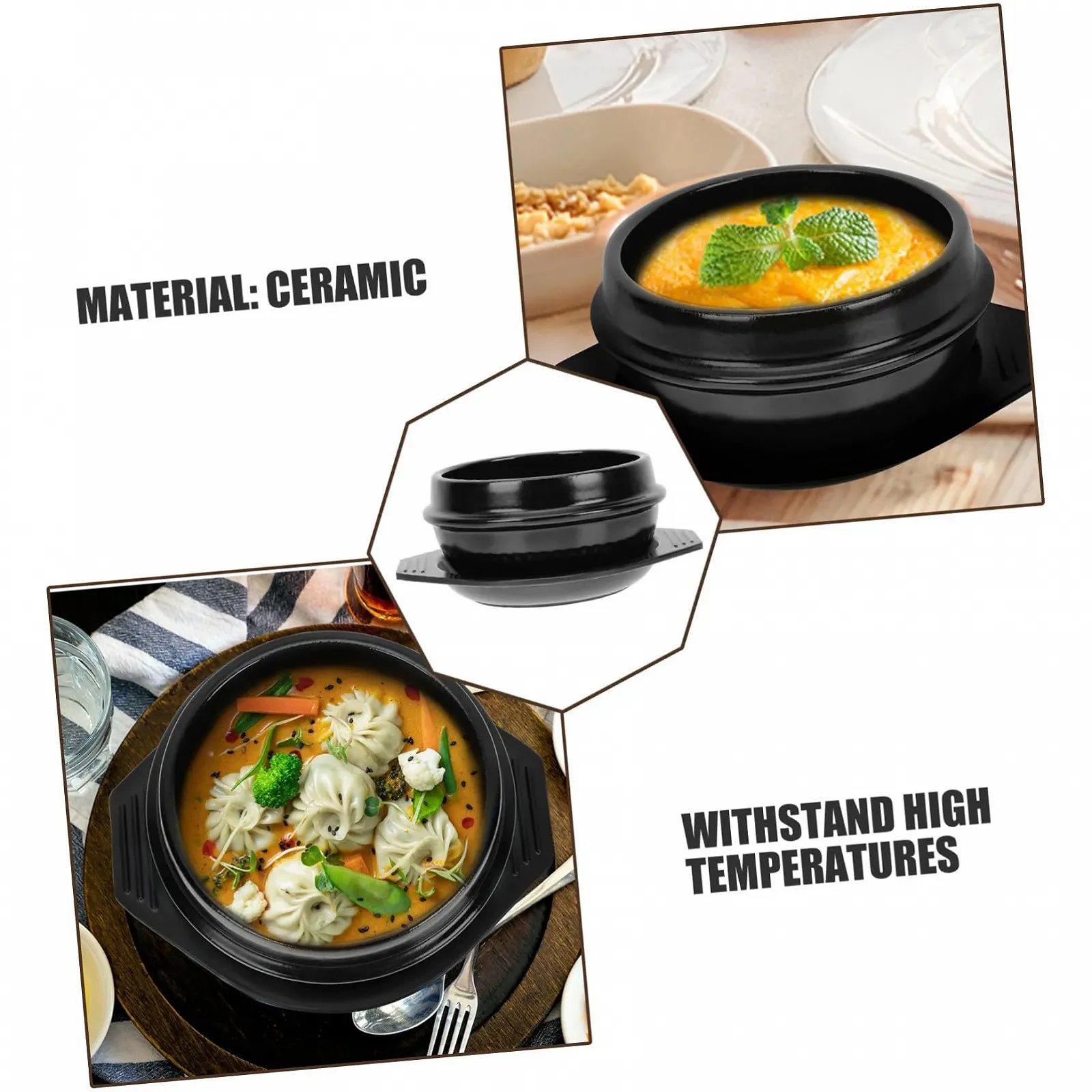 Кастрюля керамическая с подставкой термостойкая для бибимбапа, фото №5