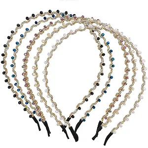 Набір з 5 блискучих жіночих обручів на голову з кришталевими стразами - Фото 1