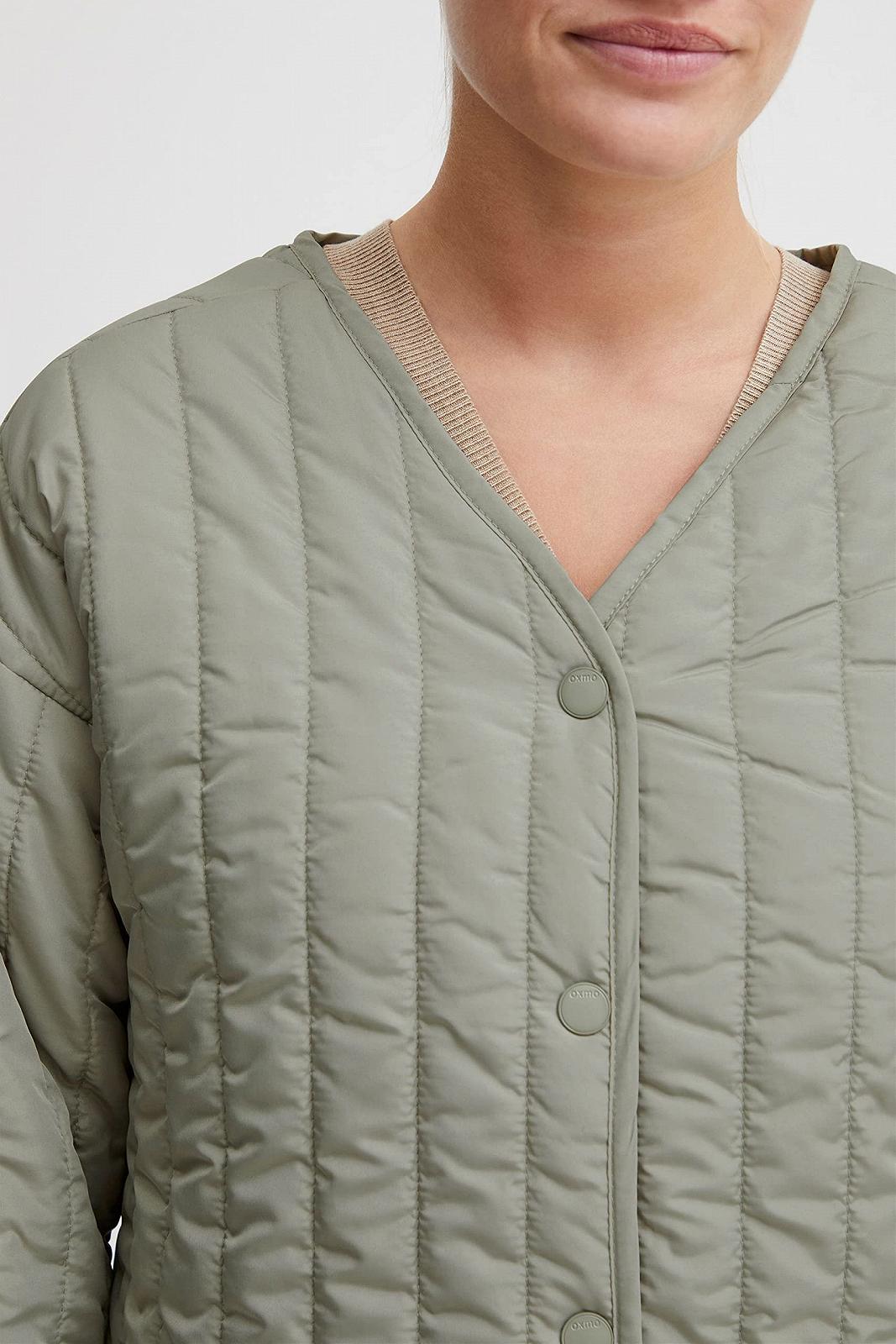 Куртка стеганая OXMO OXSaggy Женская Переходная с кнопками V-образным вырезом Oversize с легкой подкладкой, фото №5