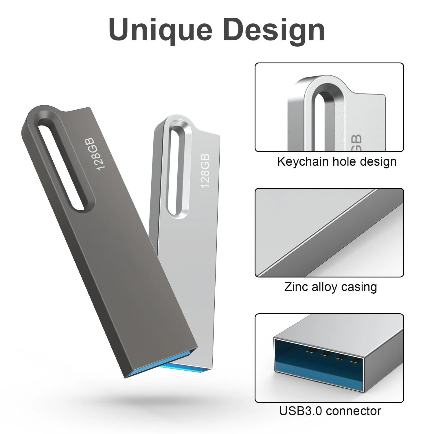 USB флеш-накопичувач JOIOT 128GB USB 3.0 Водонепроникний Набір 2 шт. Silver/Black, фото №4 USB флеш-накопичувач JOIOT 128GB USB 3.0 Водонепроникний Набір 2 шт. Silver/Black, фото №4
