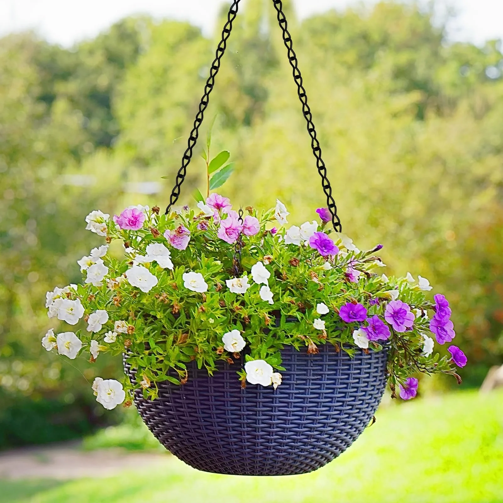 Ланцюжки для підвісних кошиків 8 шт. Метал 50 см Чорний З гачками та затискачами, фото №6