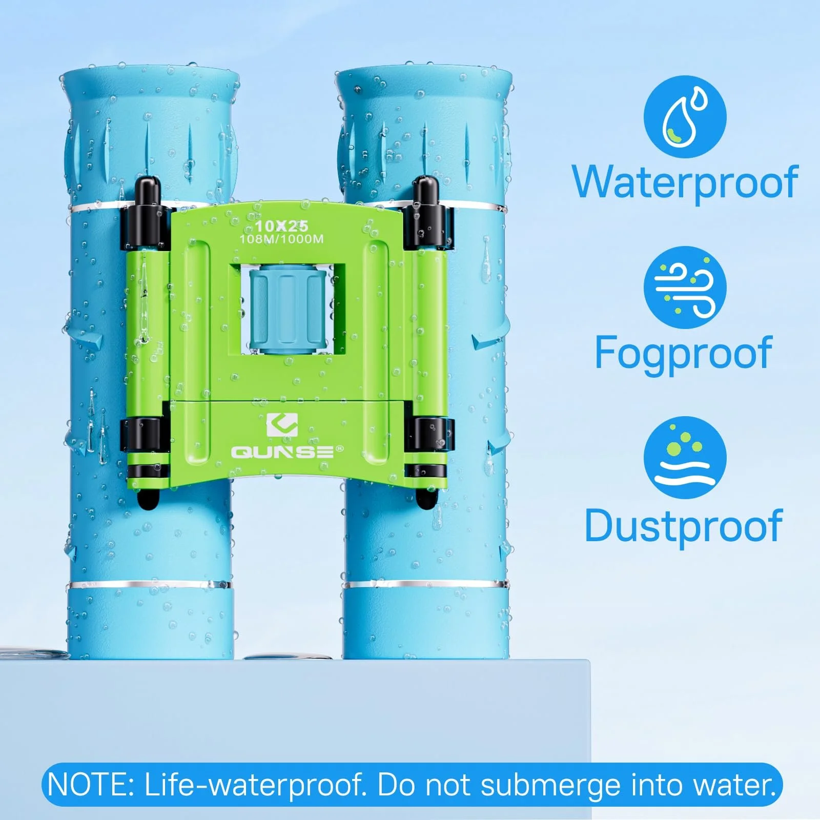 Бінокль QUNSE Mini 10 x 25 Blue Green, фото №7