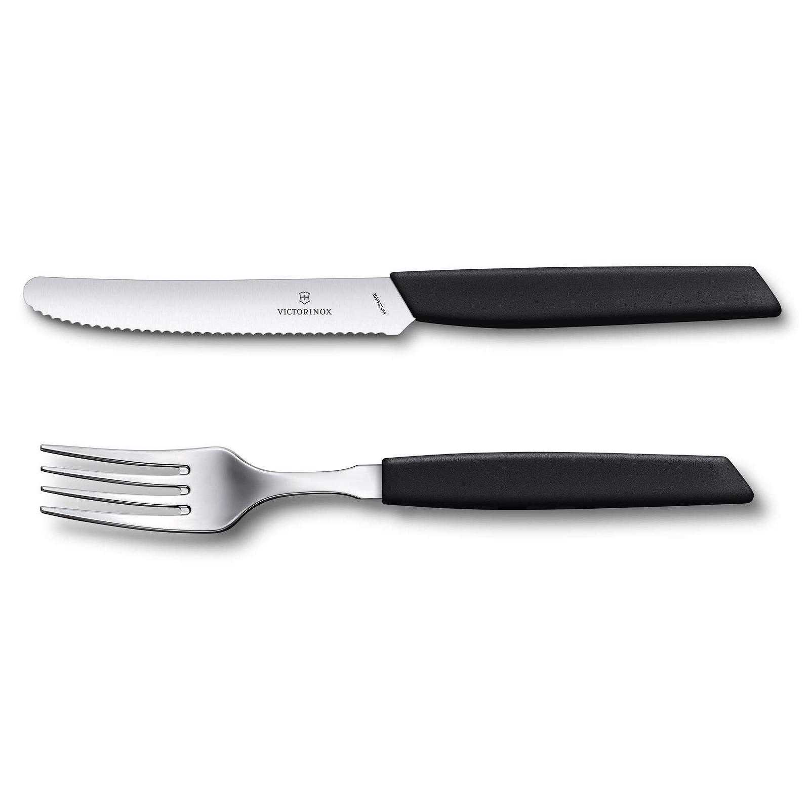 Набор столовых приборов Victorinox Swiss Modern, 12 предметов на 6 персон, с острыми зубчатыми ножами, пластиковые ручки, черный, фото №1 Набор столовых приборов Victorinox Swiss Modern, 12 предметов на 6 персон, с острыми зубчатыми ножами, пластиковые ручки, черный, фото №1