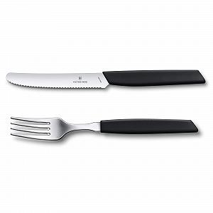 Купить Набор столовых приборов Victorinox Swiss Modern, 12 предметов на 6 персон, с острыми зубчатыми ножами, пластиковые ручки, черный - Фото 1 Набор столовых приборов Victorinox Swiss Modern, 12 предметов на 6 персон, с острыми зубчатыми ножами, пластиковые ручки, черный - Фото 1