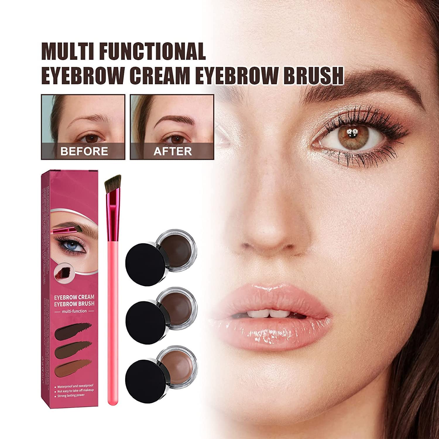 Щітка для брів 4D Hair Stroke Brow Stamp Brush Multi-functional Eyebrow Brush Mixed, фото №2