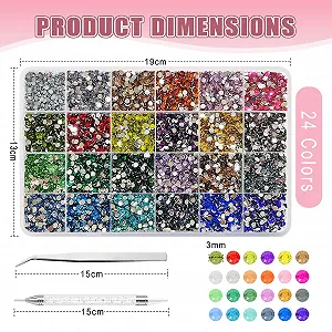 Стразы для ногтей 3 мм, 24 цвета, 24000 шт в упаковке synthetic.ua - Фото 1