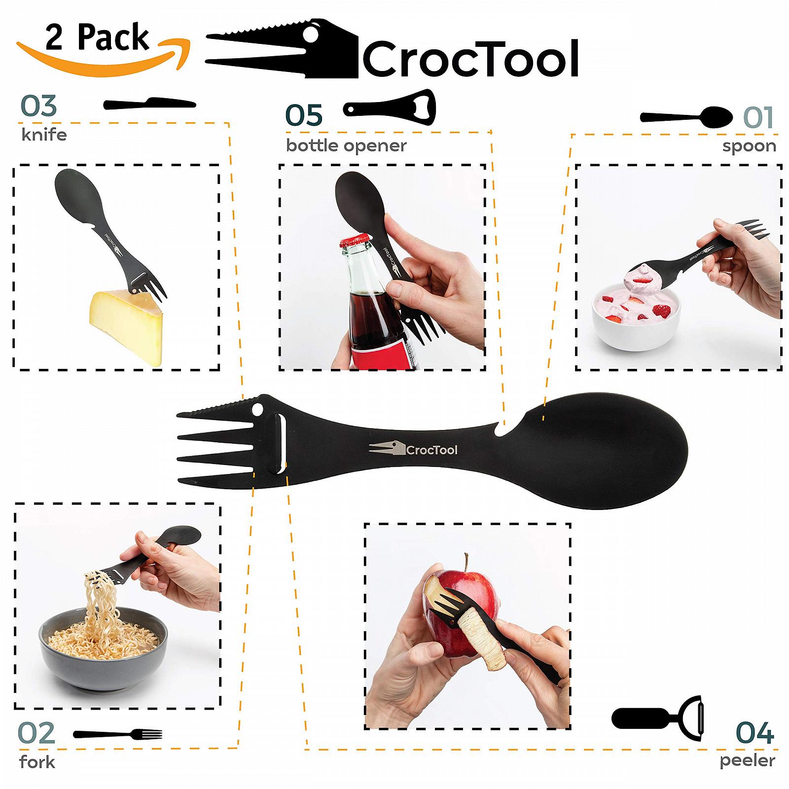 CrocTool Spork Набір кухонного приладдя 5-в-1 чорний, фото №2 CrocTool Spork Набір кухонного приладдя 5-в-1 чорний, фото №2