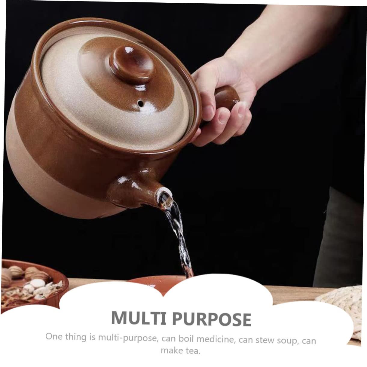 Кастрюля керамическая глиняная с крышкой для супа и традиционной китайской медицины маленькая, фото №5