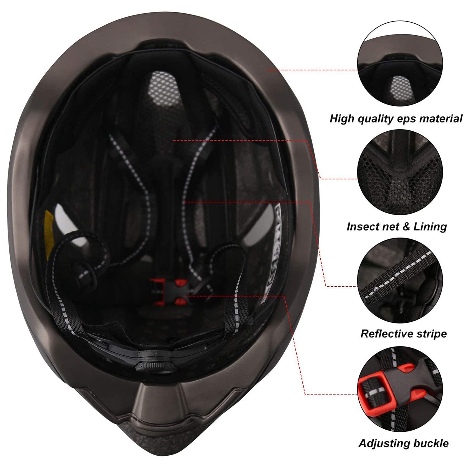 Шлем KINGLEAD MTB KL088 с USB подсветкой, регулируемый 57-62 см, фото №7