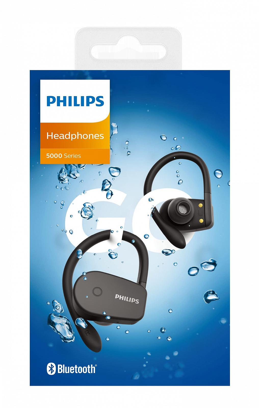 Наушники-вкладыши Philips Audio TAA5205BK/00 Bluetooth спортивные беспроводные (моно режим, микрофон, 6-мм неодимовый драйвер, водонепроницаемость IPX7, быстрая зарядка, съемная дужка), черного цвета, один размер, фото №5