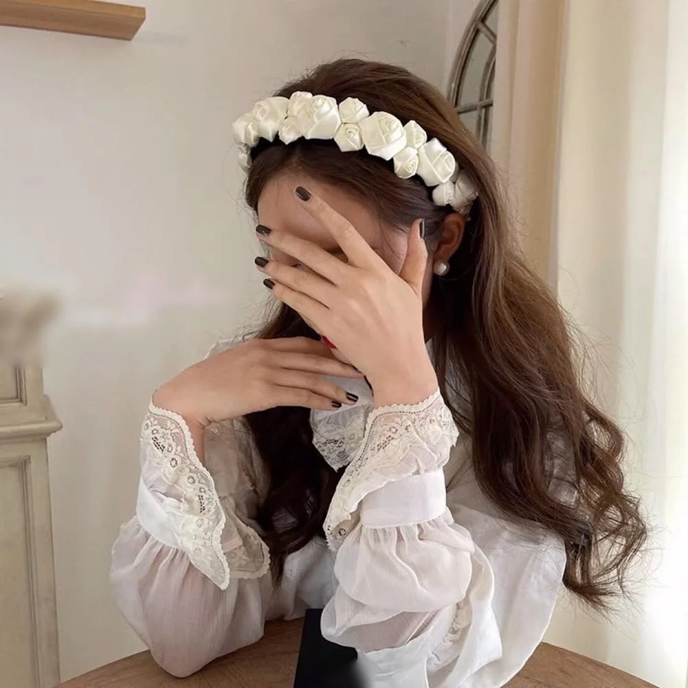 Обруч для волосся атласна троянда, фото №6