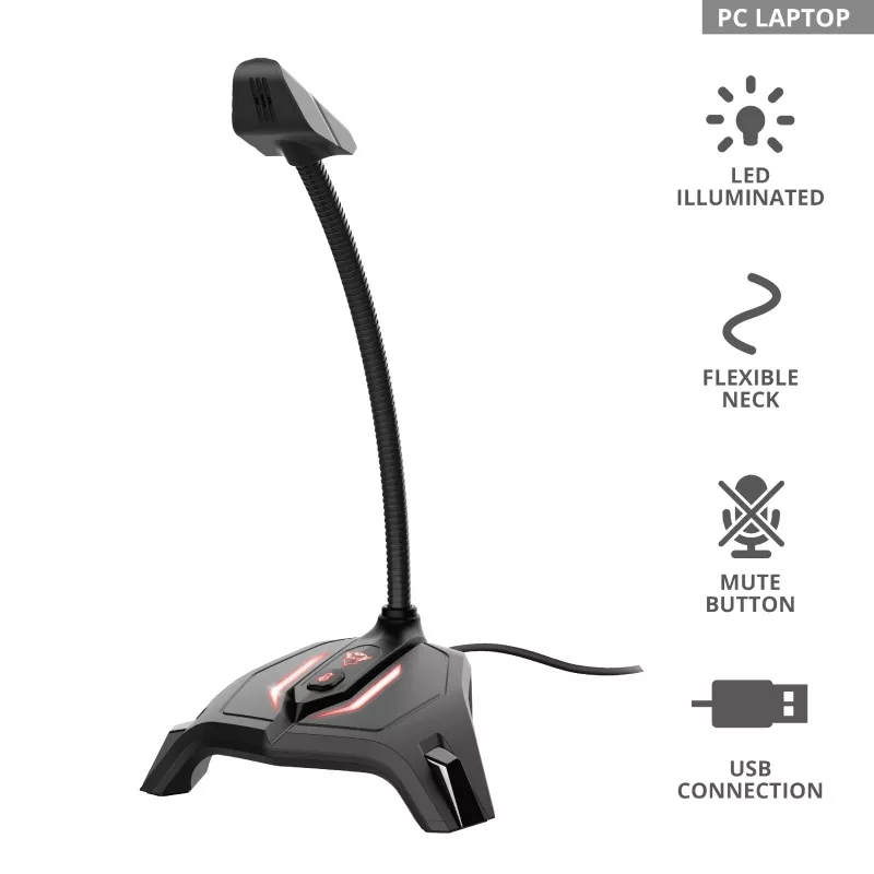 Микрофон Trust GXT 215 Zabi LED-Illuminated USB Gaming Black 23800, фото №3