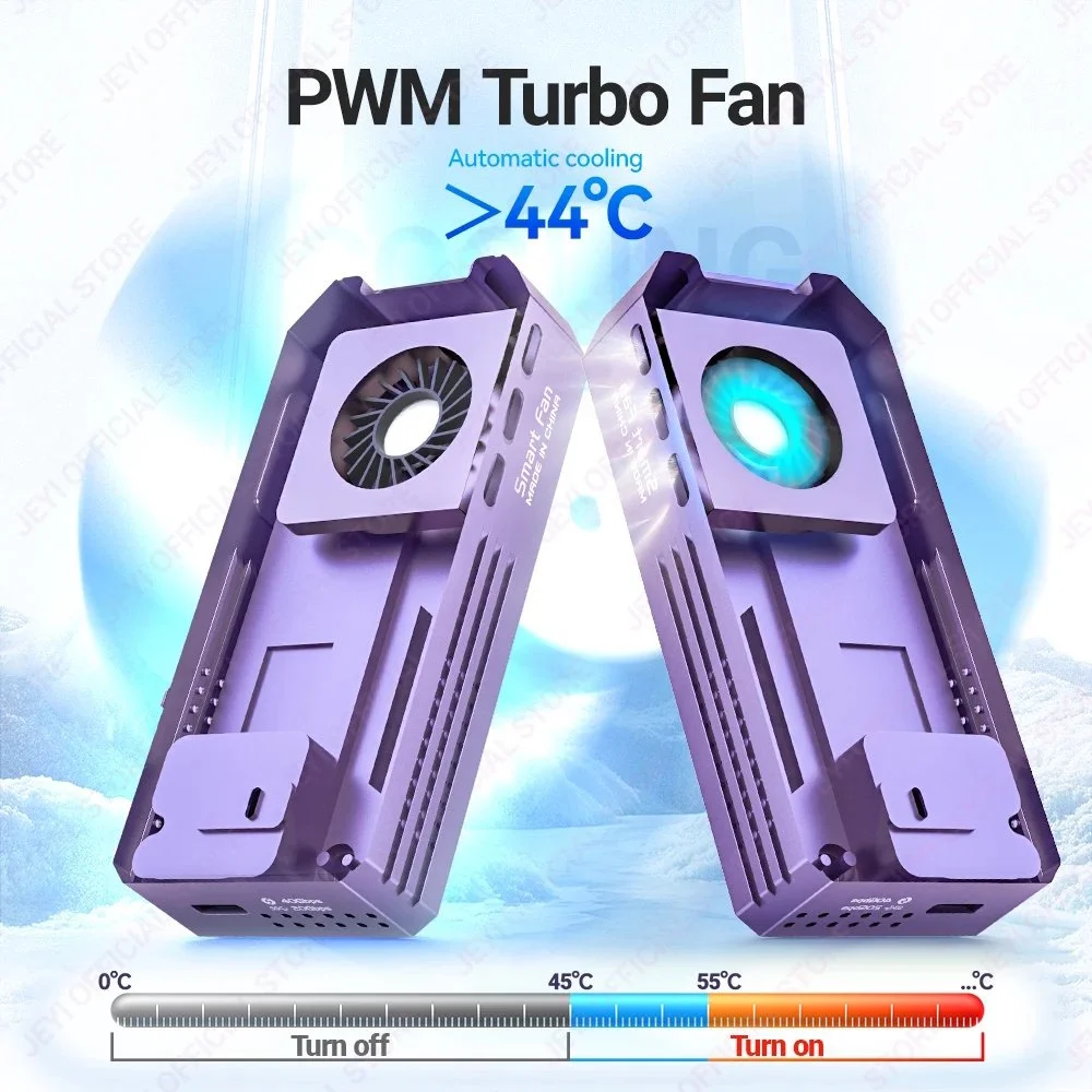 Внешний карман JEYI Fan 40Gbps M.2 NVMe SSD to USB4.0, Thunderbolt 4 Violet, фото №8 Внешний карман JEYI Fan 40Gbps M.2 NVMe SSD to USB4.0, Thunderbolt 4 Violet, фото №8