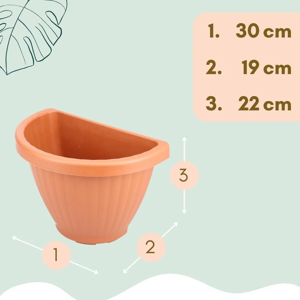 Настінний квітковий горщик GarPet набір 2 шт. 30 см теракотовий, фото №2