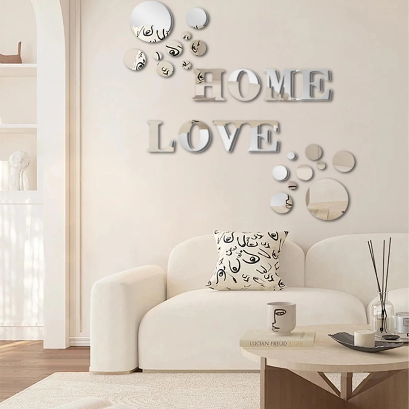 Наклейки на стіну Home Love 3D Акрилові Круглі 26 шт Сріблясті, фото №2