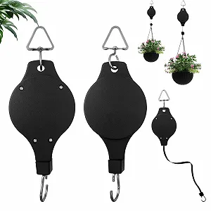 Крючки для кашпо выдвижные Plant Rollers набор 2 шт черные - Фото 1