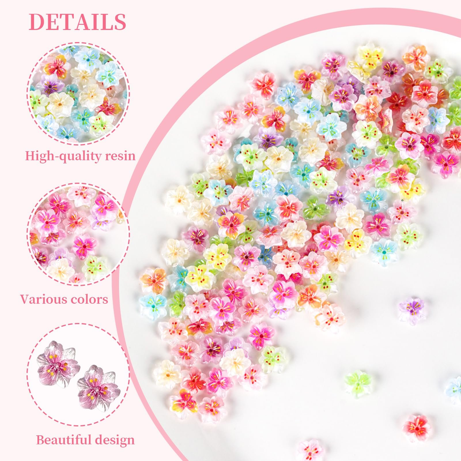 Украшения для ногтей Цветы 3D 80 шт Разноцветные, фото №3