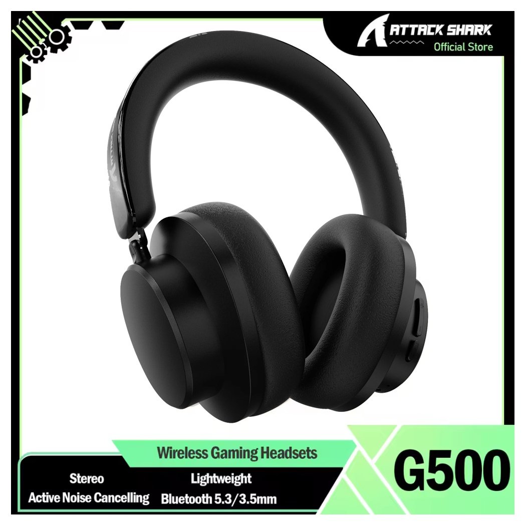 Навушники ATTACK SHARK G500 Black Hi-Res ANC BT5.3 Microphone, фото №1