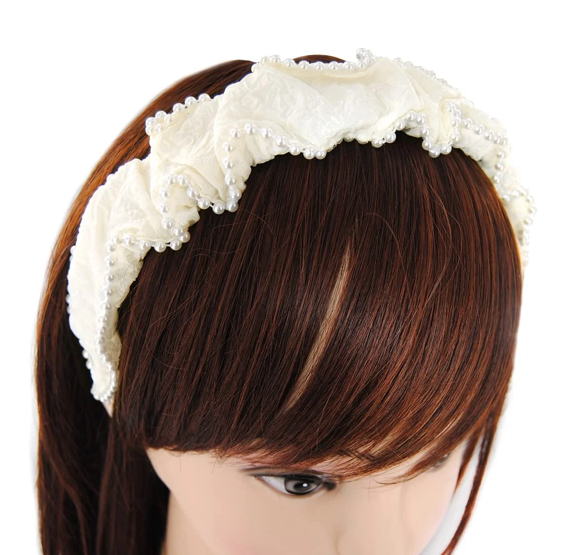 Обруч Axy з перлинами Модний дизайн HRM Кремово-білий, фото №2