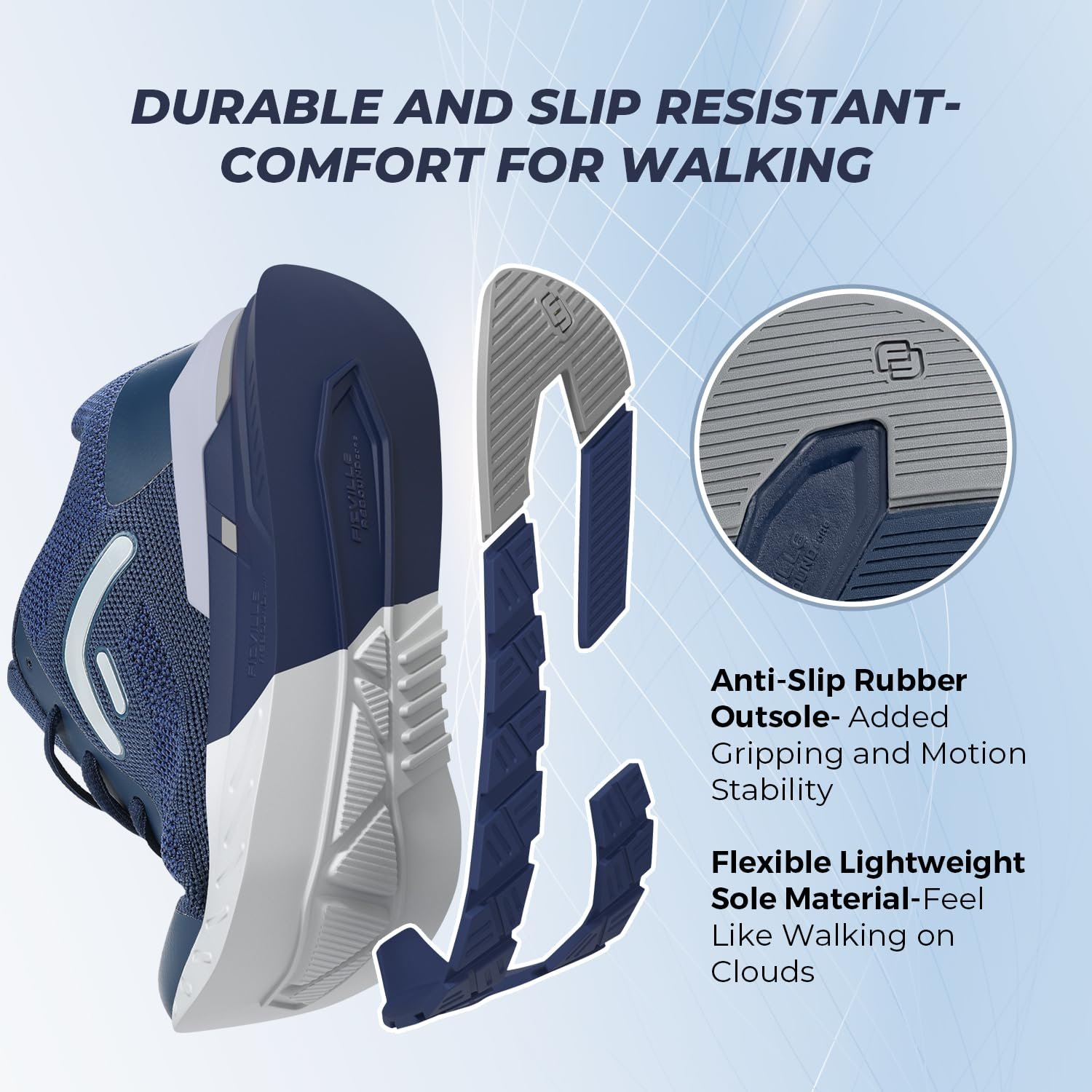 Кросівки FitVille для ходьби, надширокі, чоловічі, легкі, дихаючі, яскрава підошва, фото №5