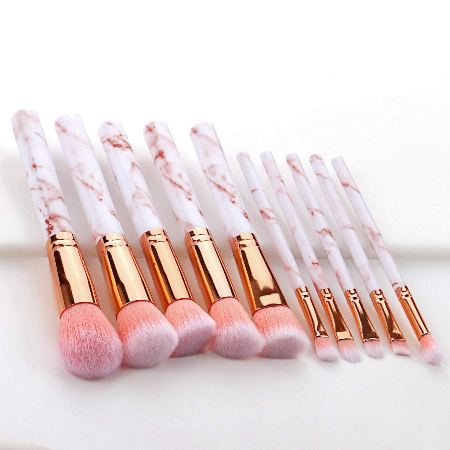 Набор кистей для макияжа Yilin 10 Professionelle Foundation Lidschatten Lip Liner Rouge Marmor Gesicht, фото №4