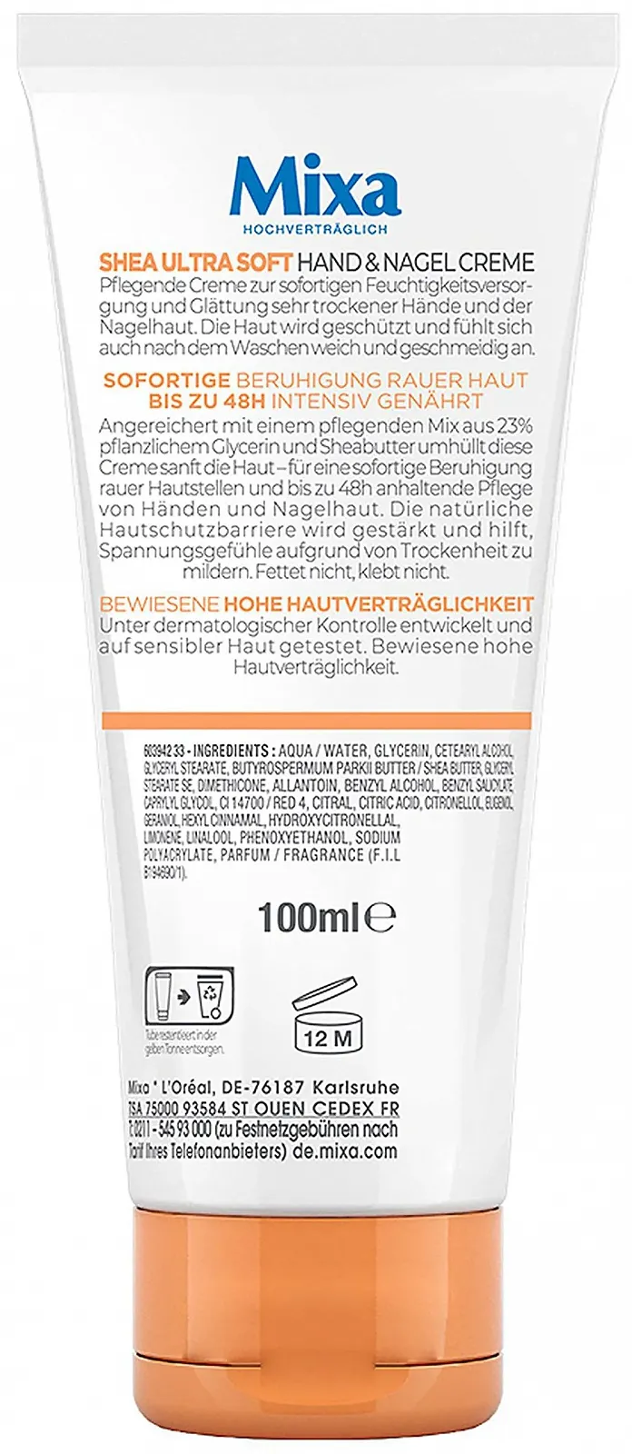 Крем для рук і нігтів Mixa Shea Ultra Soft - Живильний бальзам для сухих, потрісканих і шорстких рук, фото №2