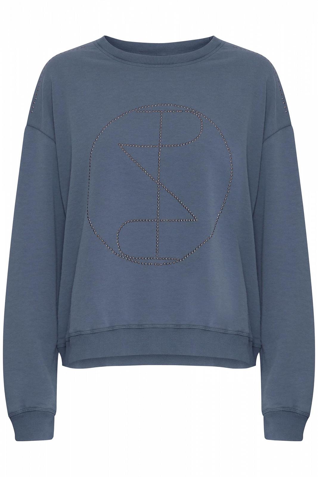 Женская толстовка Pulz Jeans PZMALLIE LS, пуловер, круглый вырез горловины, 65% хлопок, 35% полиэстер, свободный крой, фото №1