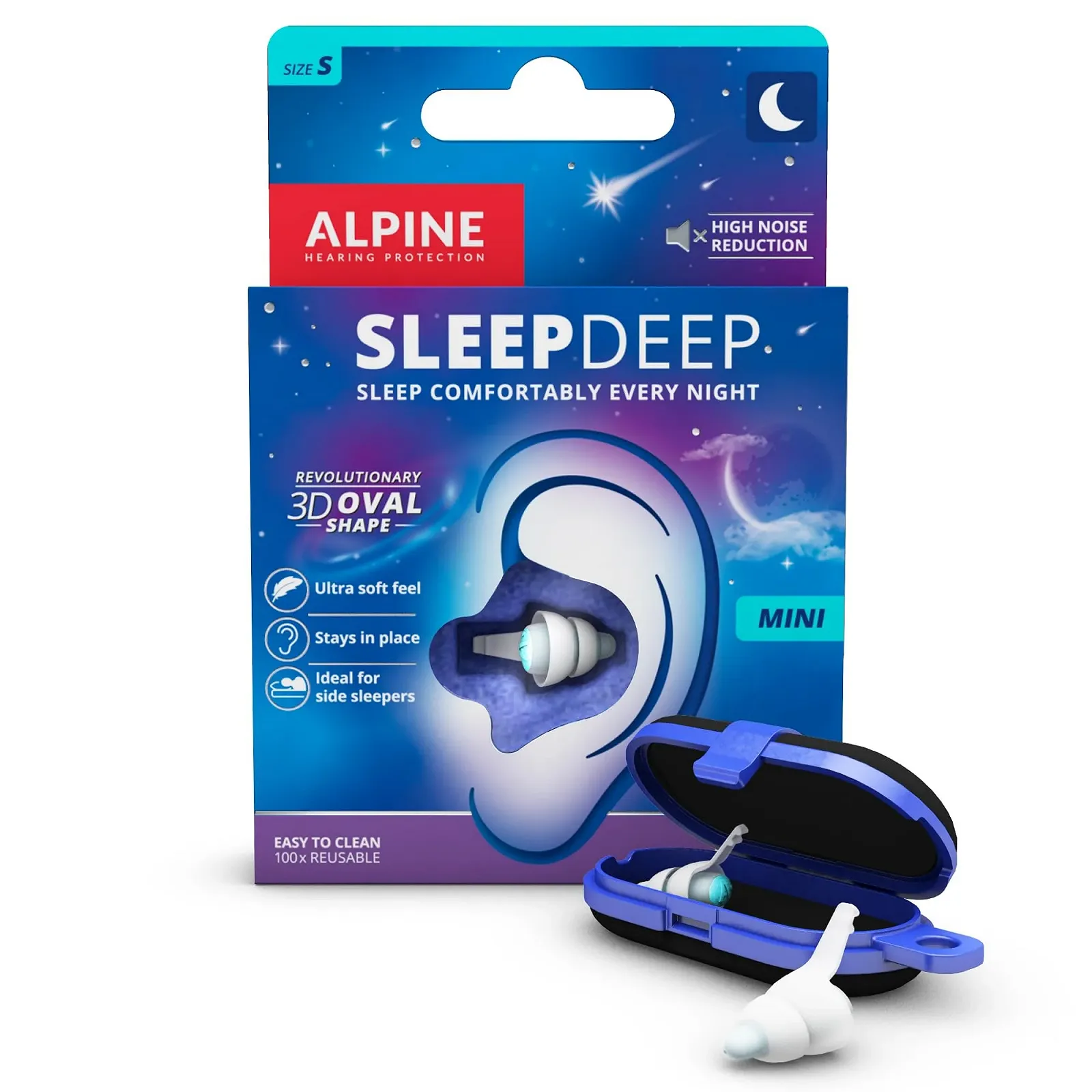 Беруші Alpine SleepDeep для сну та концентрації 27 дБ Нова 3D овальна форма, м'який шумопоглинаючий матеріал для максимального комфорту Розмір S, фото №1