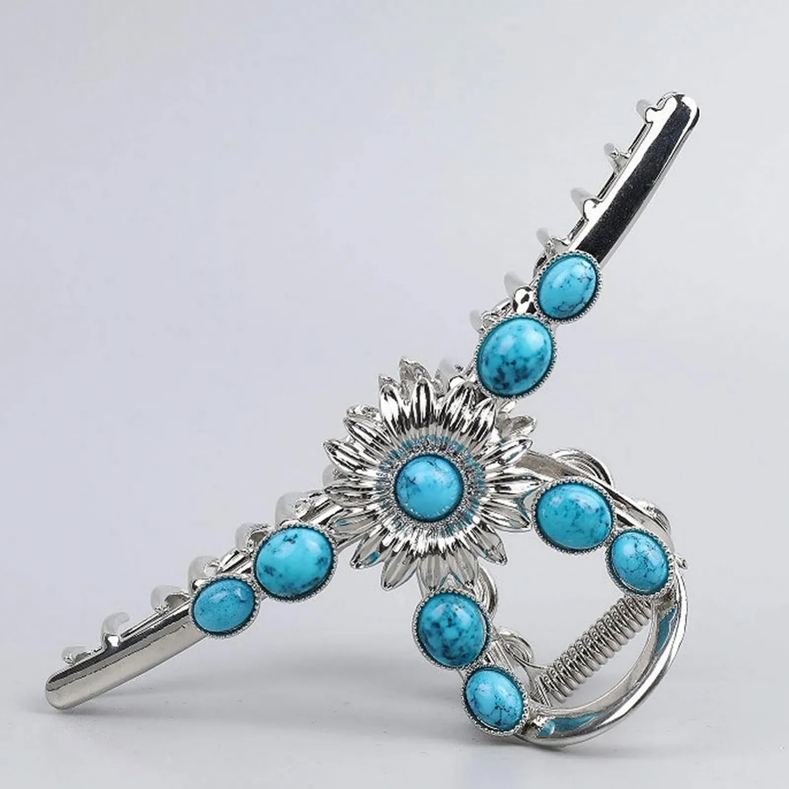 Зажим для волос металлический Western, Синий камень - Заколка для волос с имитацией синего драгоценного камня в форме цветка Синий, фото №8 Зажим для волос металлический Western, Синий камень - Заколка для волос с имитацией синего драгоценного камня в форме цветка Синий, фото №8