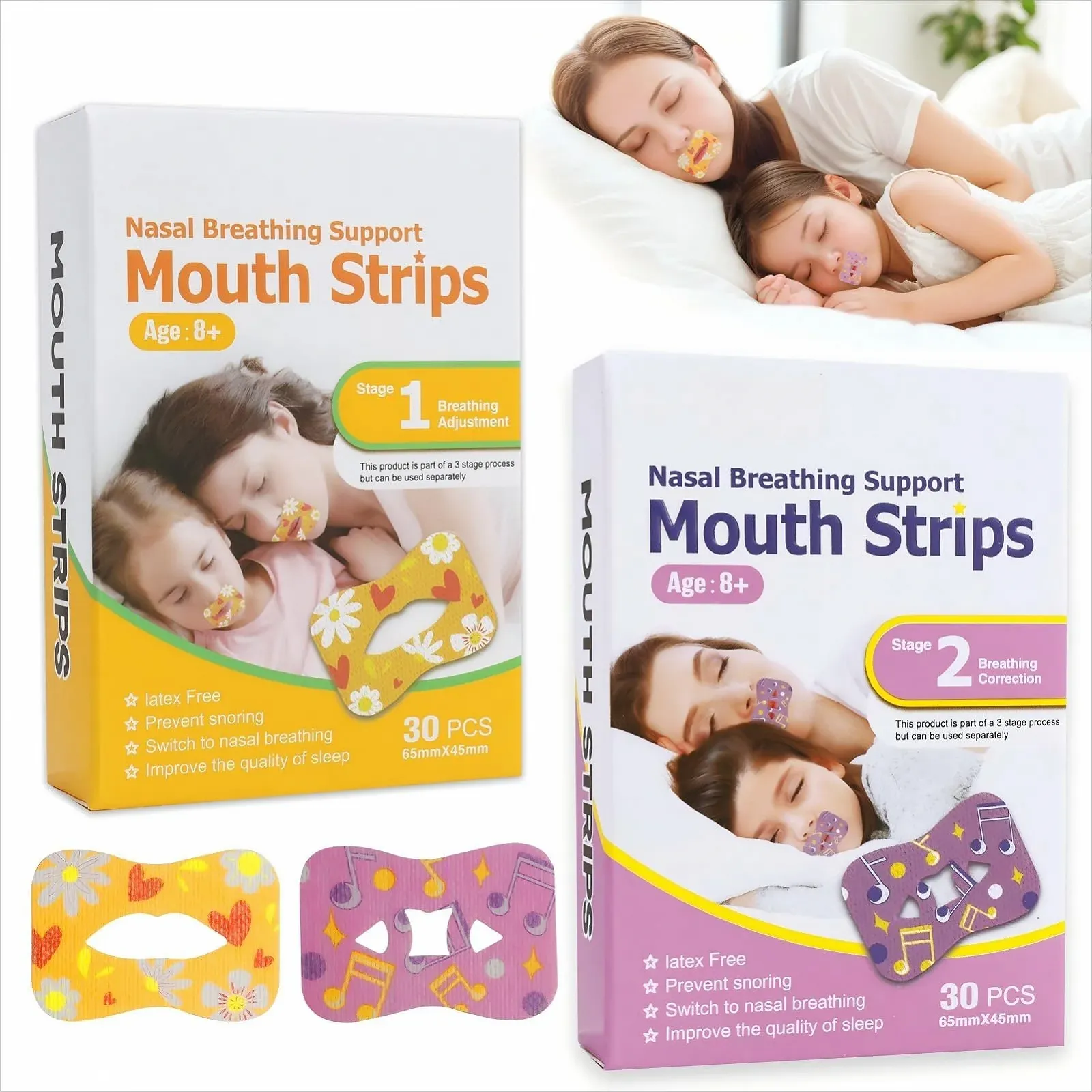 Пластирі для рота для сну 60 шт, М'яка стрічка, фото №1