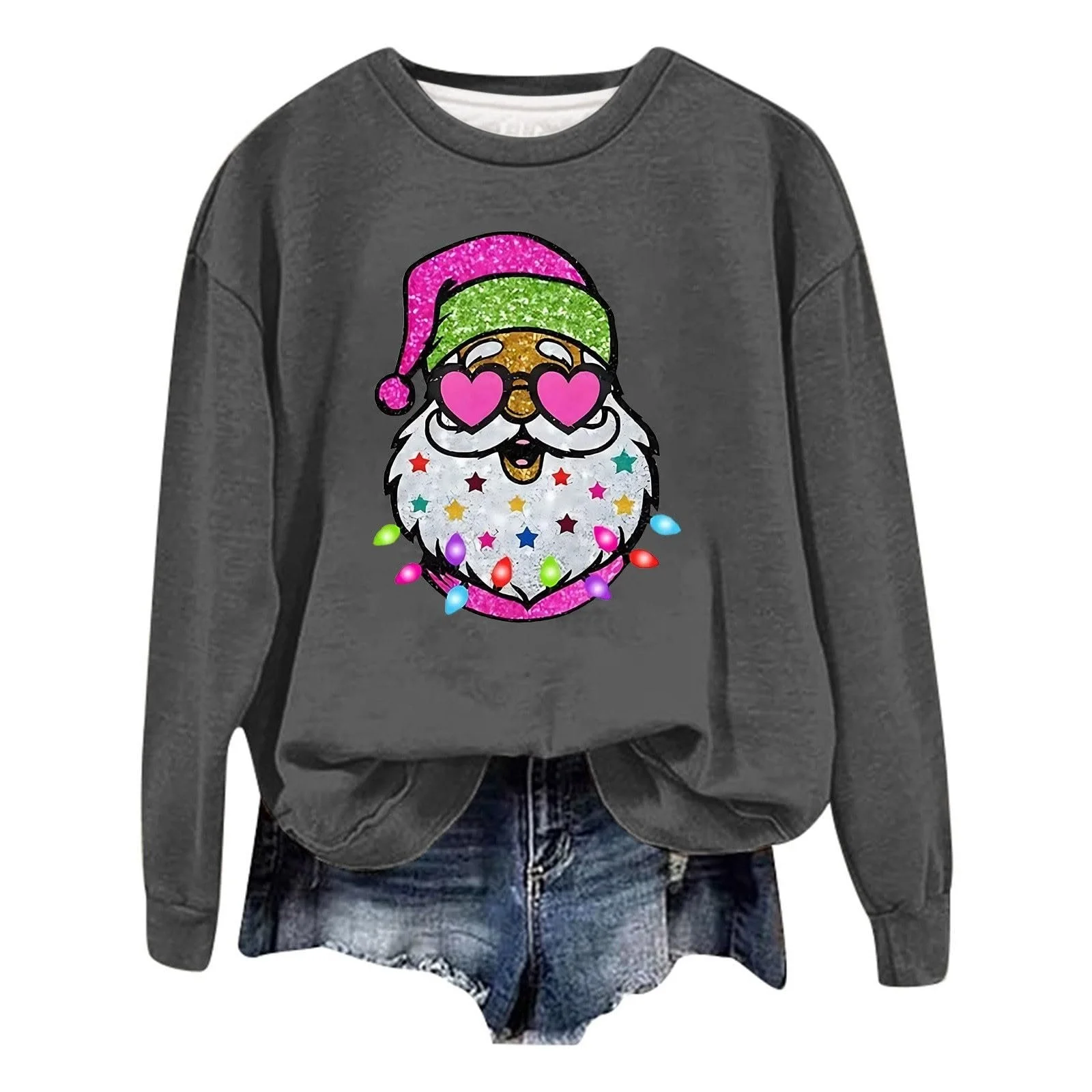 Різдвяний светр MJIQING Санта Жіночий Пуловер з довгими рукавами, фото №2