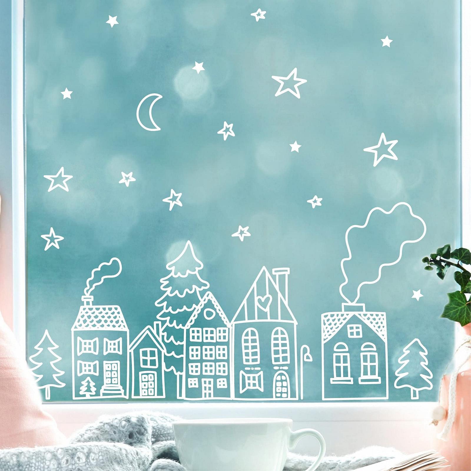 Наклейки на вікна Wandtattoo Loft Christmas House Row Багаторазові A4 44 шт. Білі, фото №2 Наклейки на вікна Wandtattoo Loft Christmas House Row Багаторазові A4 44 шт. Білі, фото №2