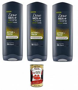 Засіб для миття тіла, обличчя та волосся D.Men+Care Sport Care Active + Fresh 3 х 250 мл + італійська м'якоть томатів 400 г - Фото 1