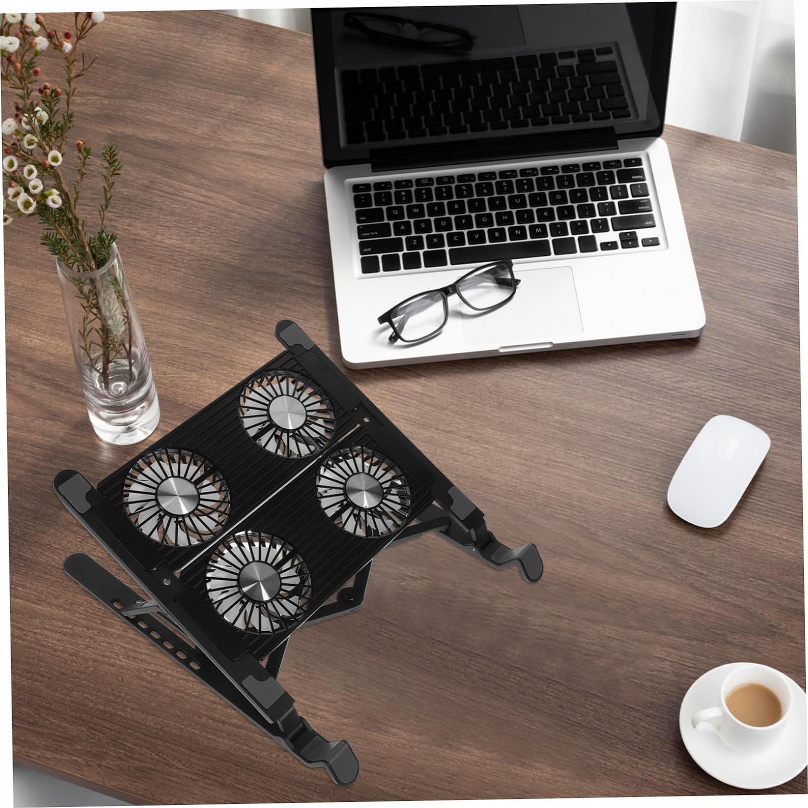 Підставка для ноутбука регульована UKCOCO з вентиляторами Міцний пластик Нековзні ніжки Ефективне охолодження, фото №3