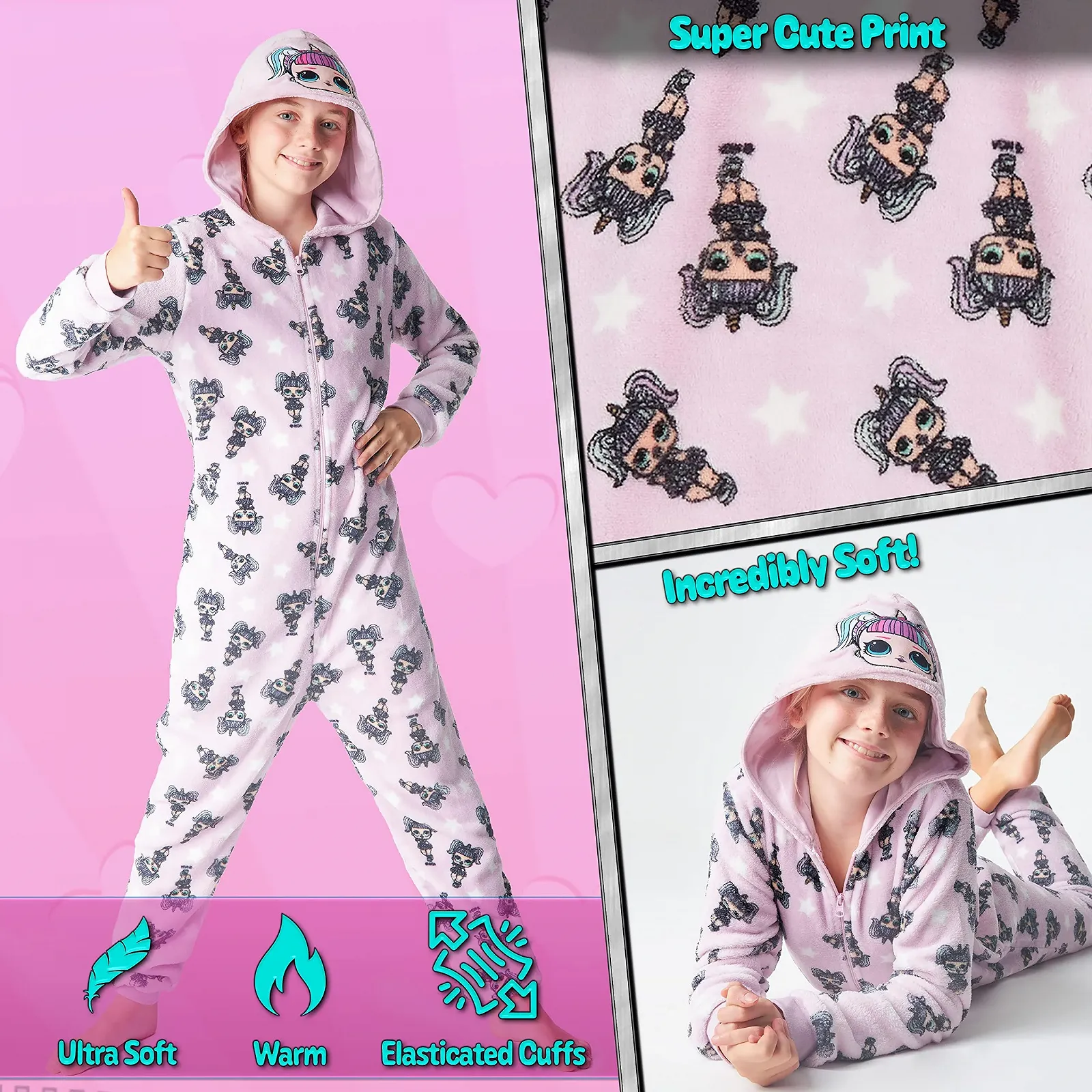 Комбінезон L.O.L. Surprise! Дитячий флісовий комбінезон для дівчат, фото №4 Комбінезон L.O.L. Surprise! Дитячий флісовий комбінезон для дівчат, фото №4